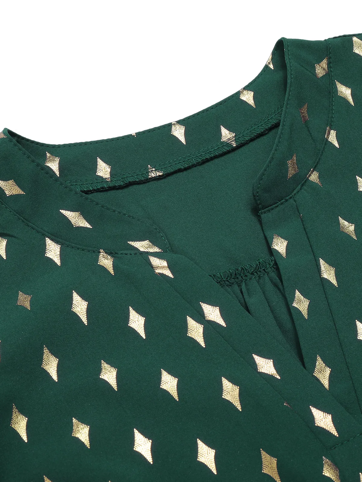 1940s Foil Stamping Stars V-Neck Blouse