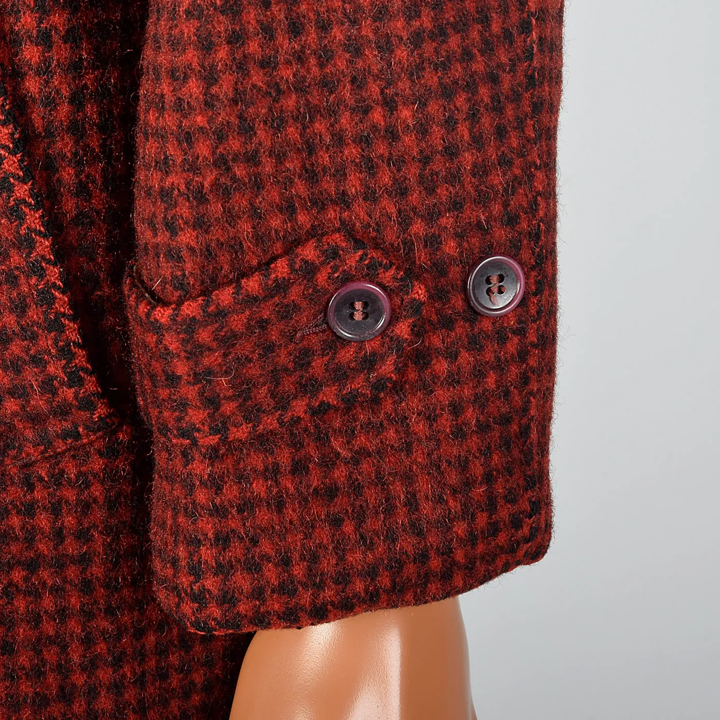 1950s Men's Red Plaid Belted Winter Workwear Coat