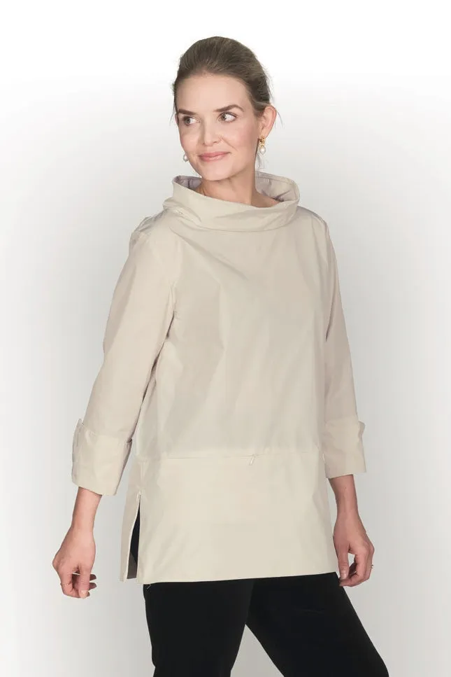 26" Wired Cowl Tunic with Zip Pockets