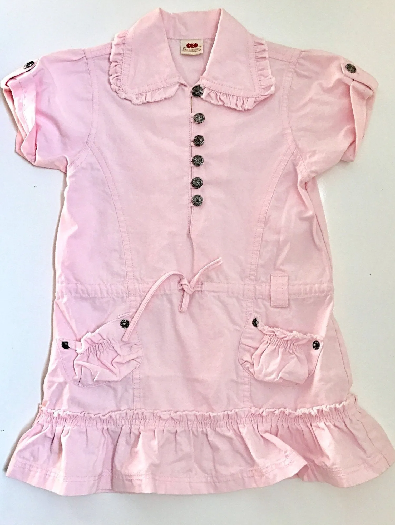 3pommes Spring Light Pink 100% Cotton Denim Dress