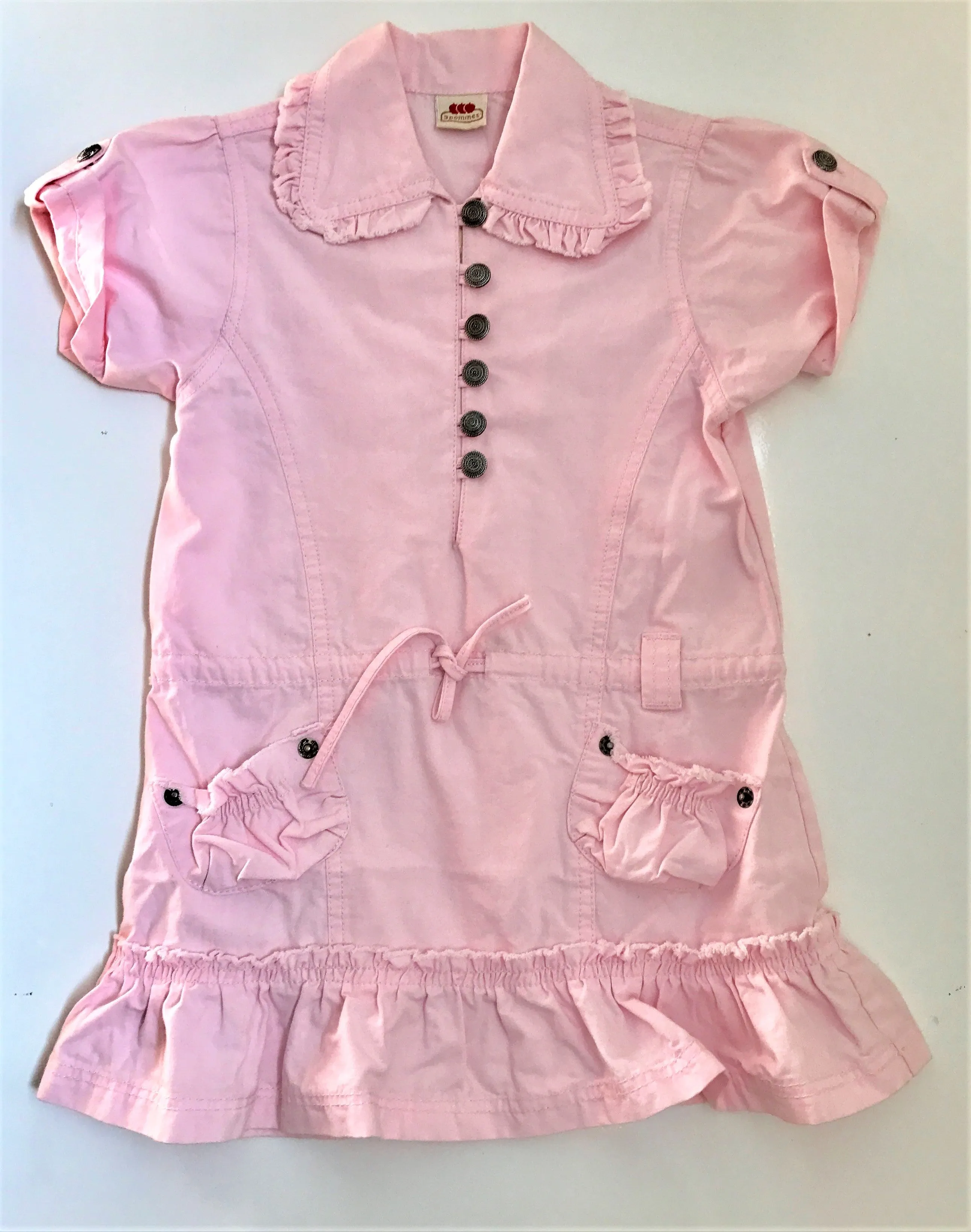 3pommes Spring Light Pink 100% Cotton Denim Dress