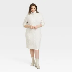 A New Day Women's Turtleneck Long Sleeve Winter Midi Sweater Dress