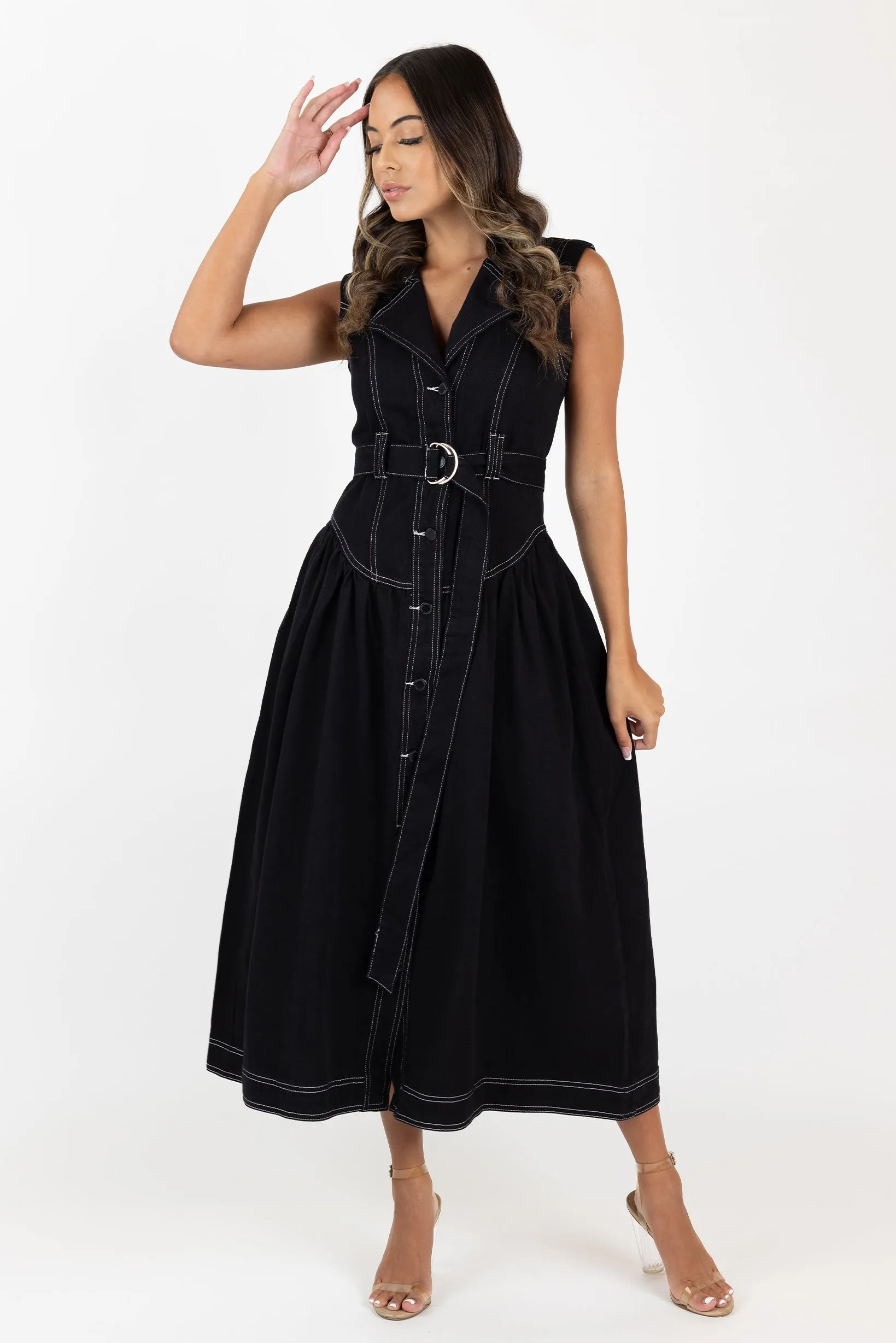 Aleena Sleeveless Denim Dress