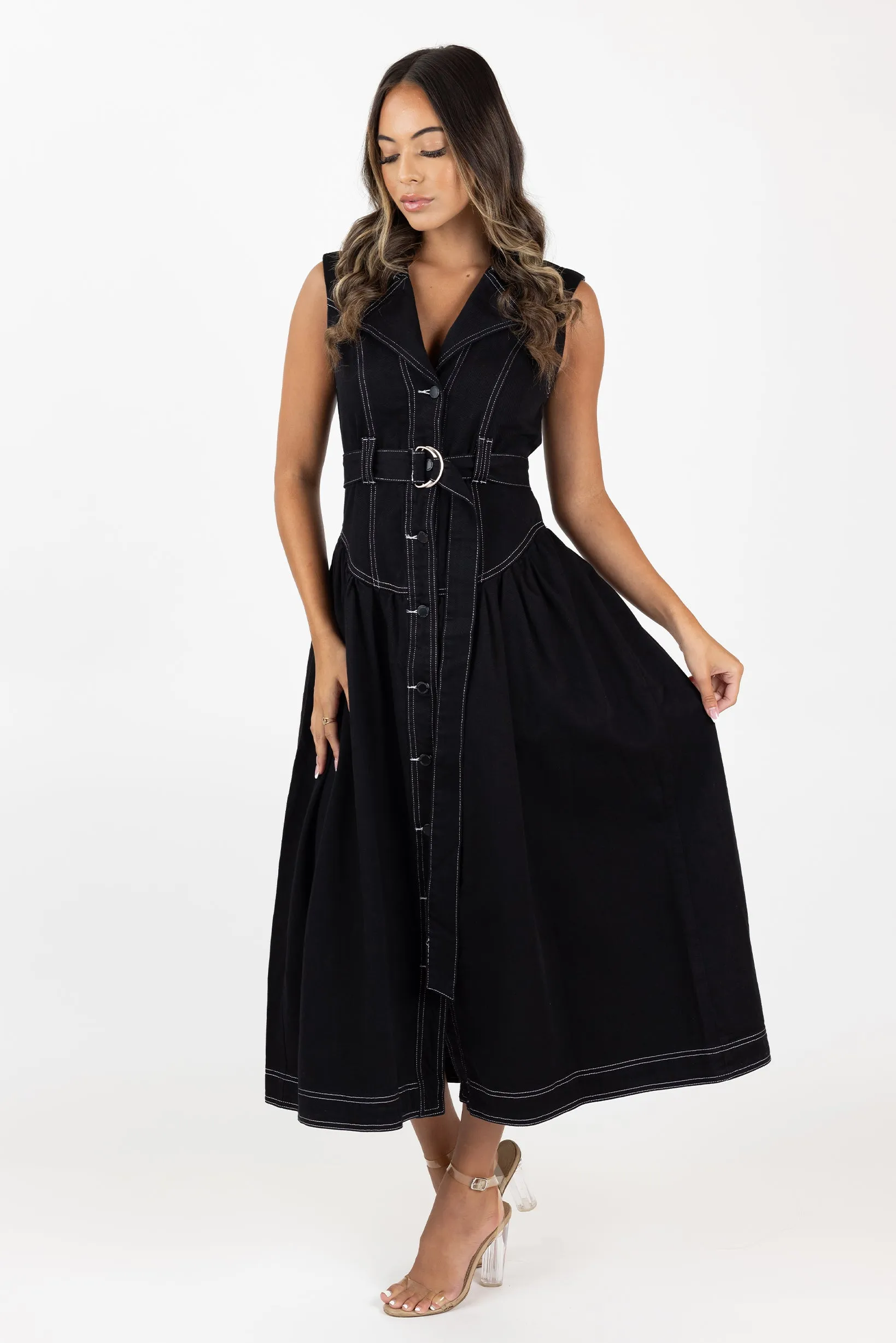 Aleena Sleeveless Denim Dress