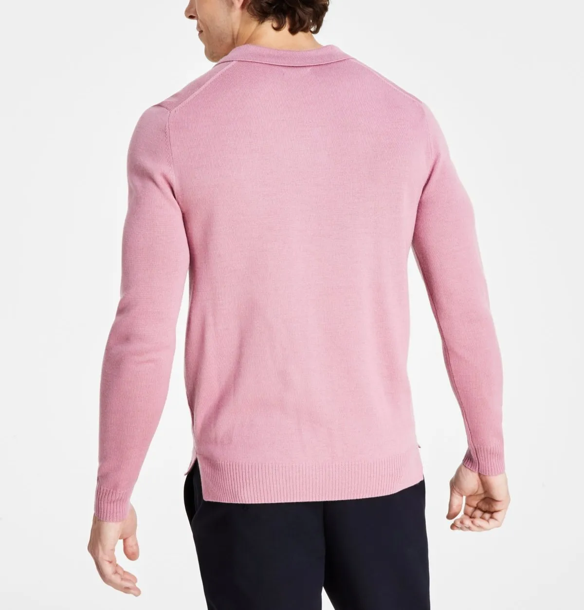 Alfani MEN Sweater-Knit Johnny Collar Polo Shirt