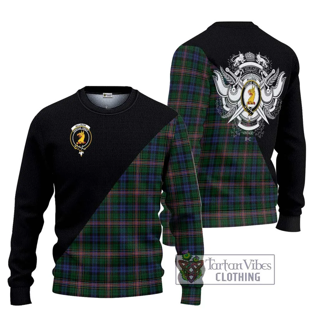 Allison Tartan Ugly Sweater with Family Crest and Military Logo Style