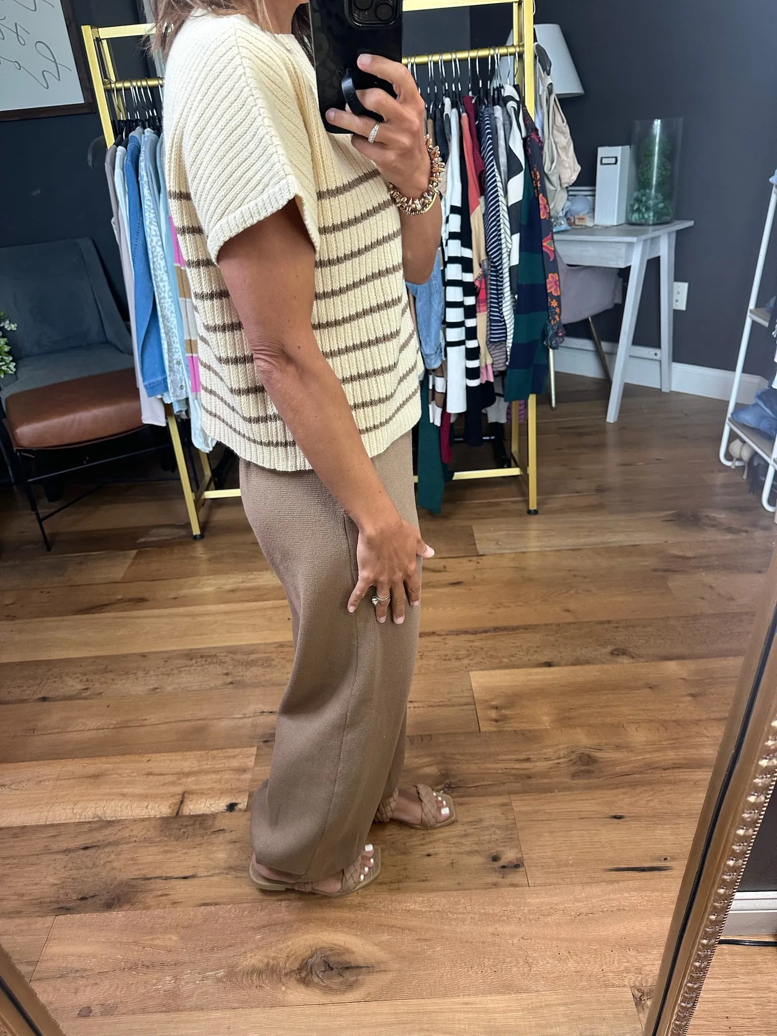 Always Noticed Striped Short Sleeve Top - Mocha