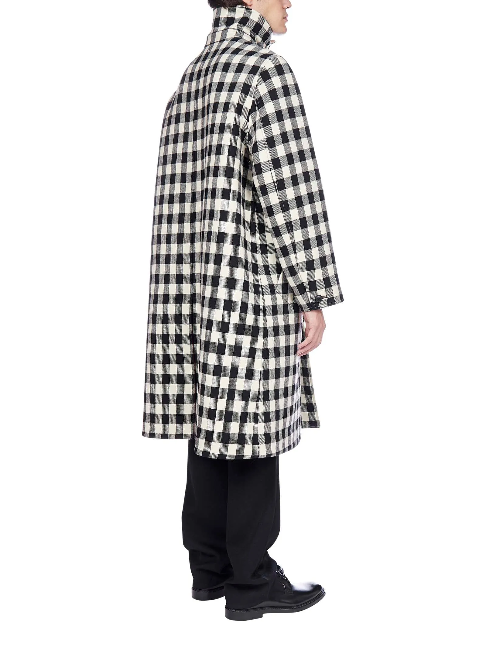 AMI Embroidered Checked Mac Coat