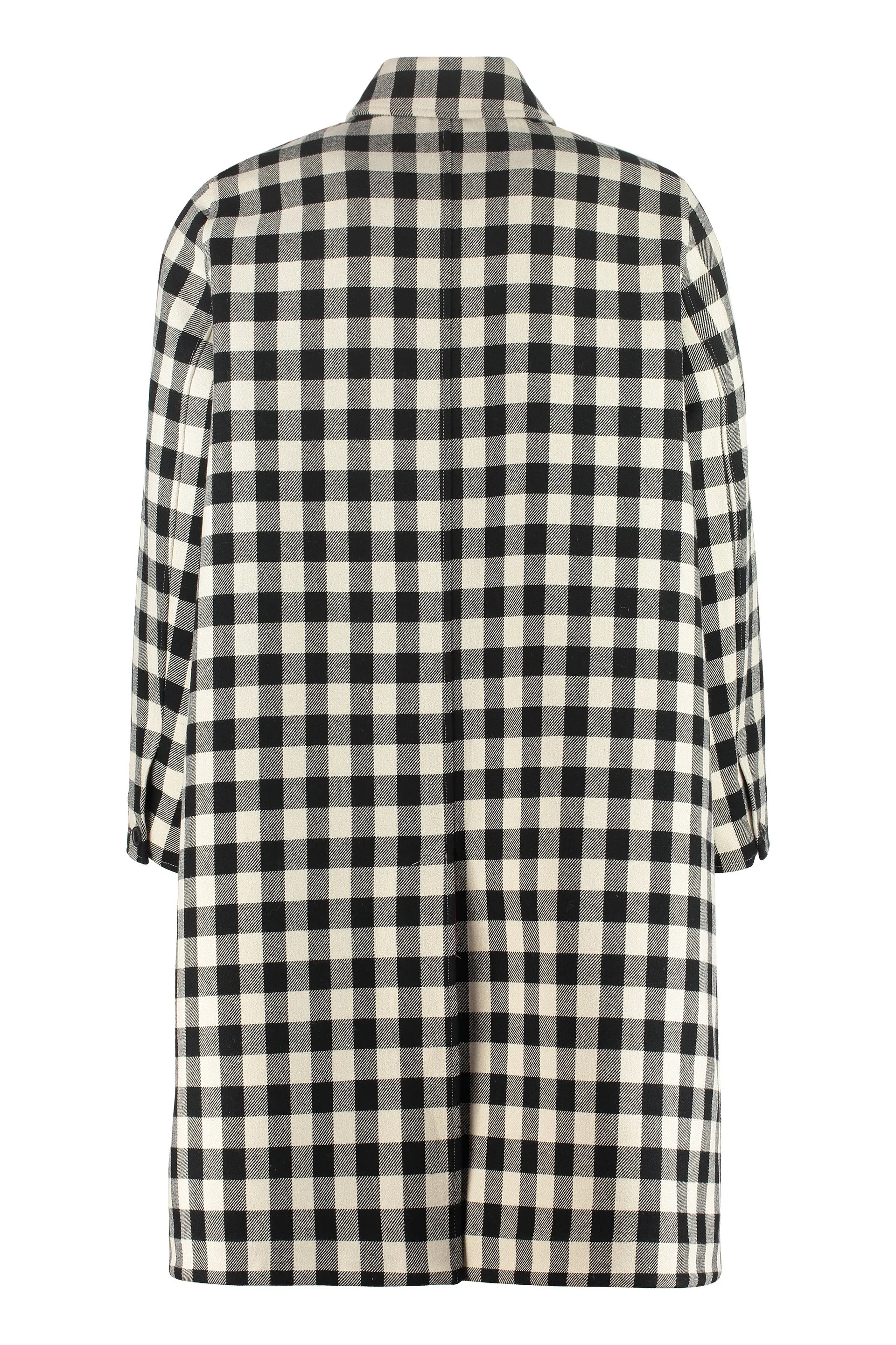 AMI Embroidered Checked Mac Coat