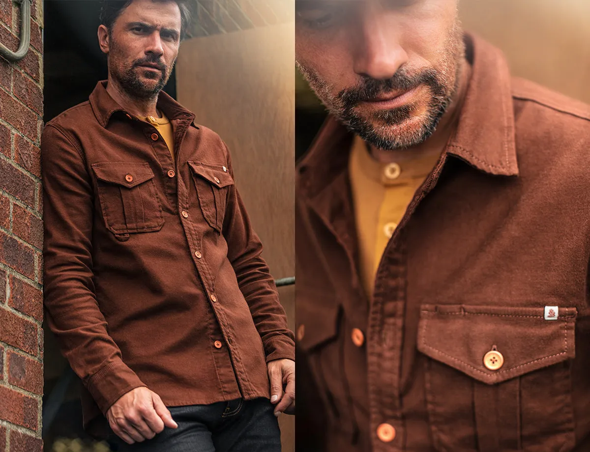 &SONS Lichen Moleskin Shirt Brown