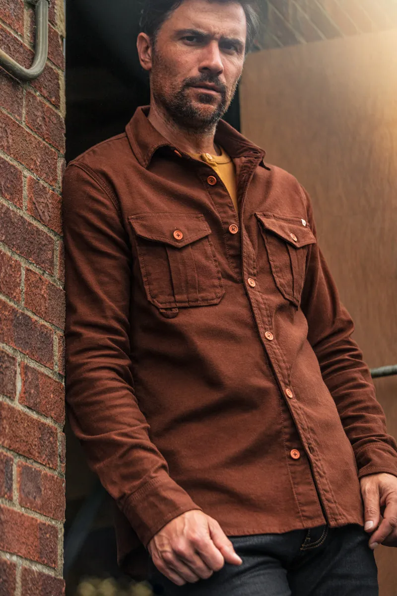 &SONS Lichen Moleskin Shirt Brown