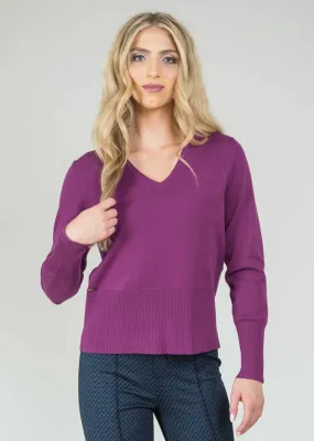 Angelica Fabric V-Neck Long Sleeves Sweater