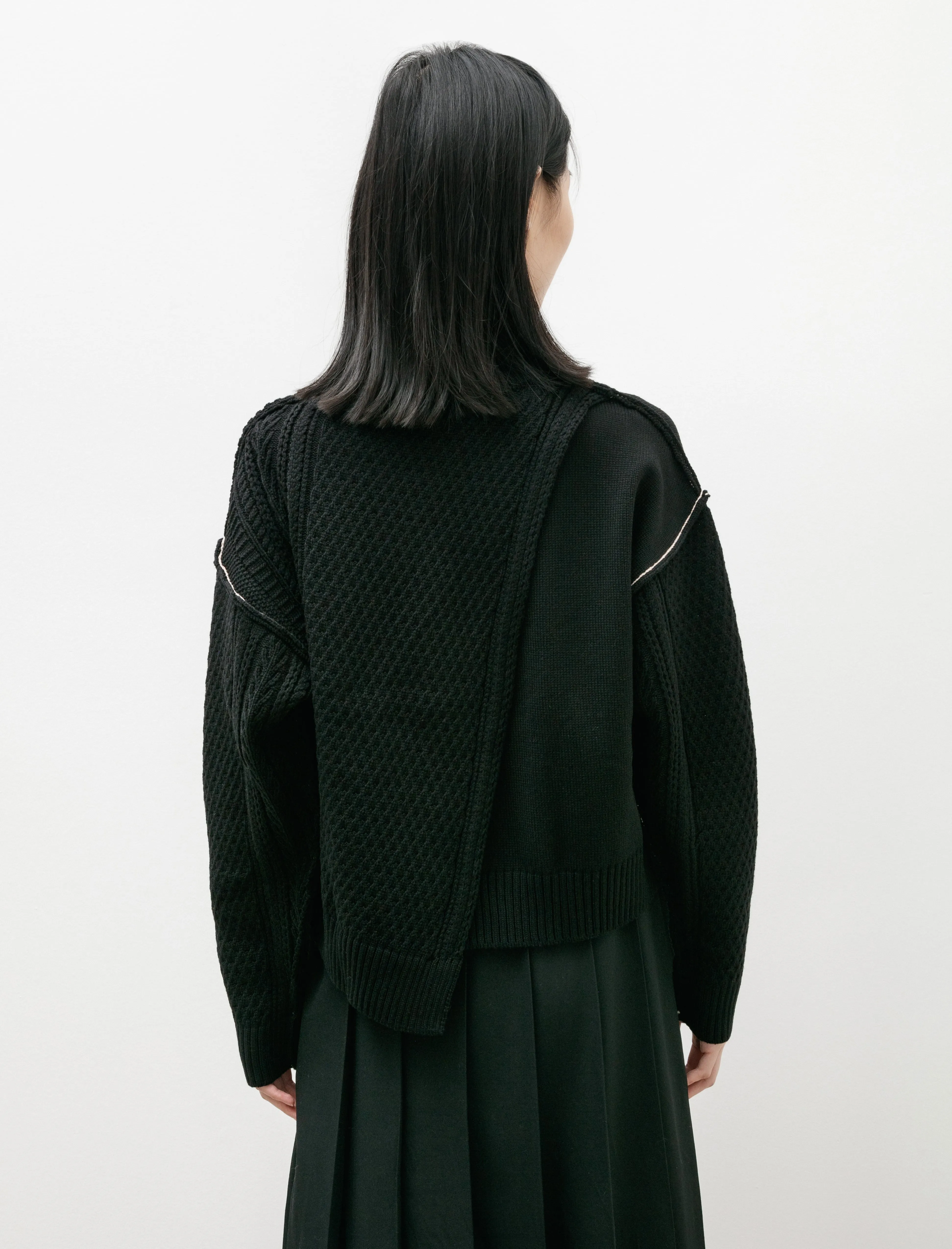 Aran Panel Short Knit Black