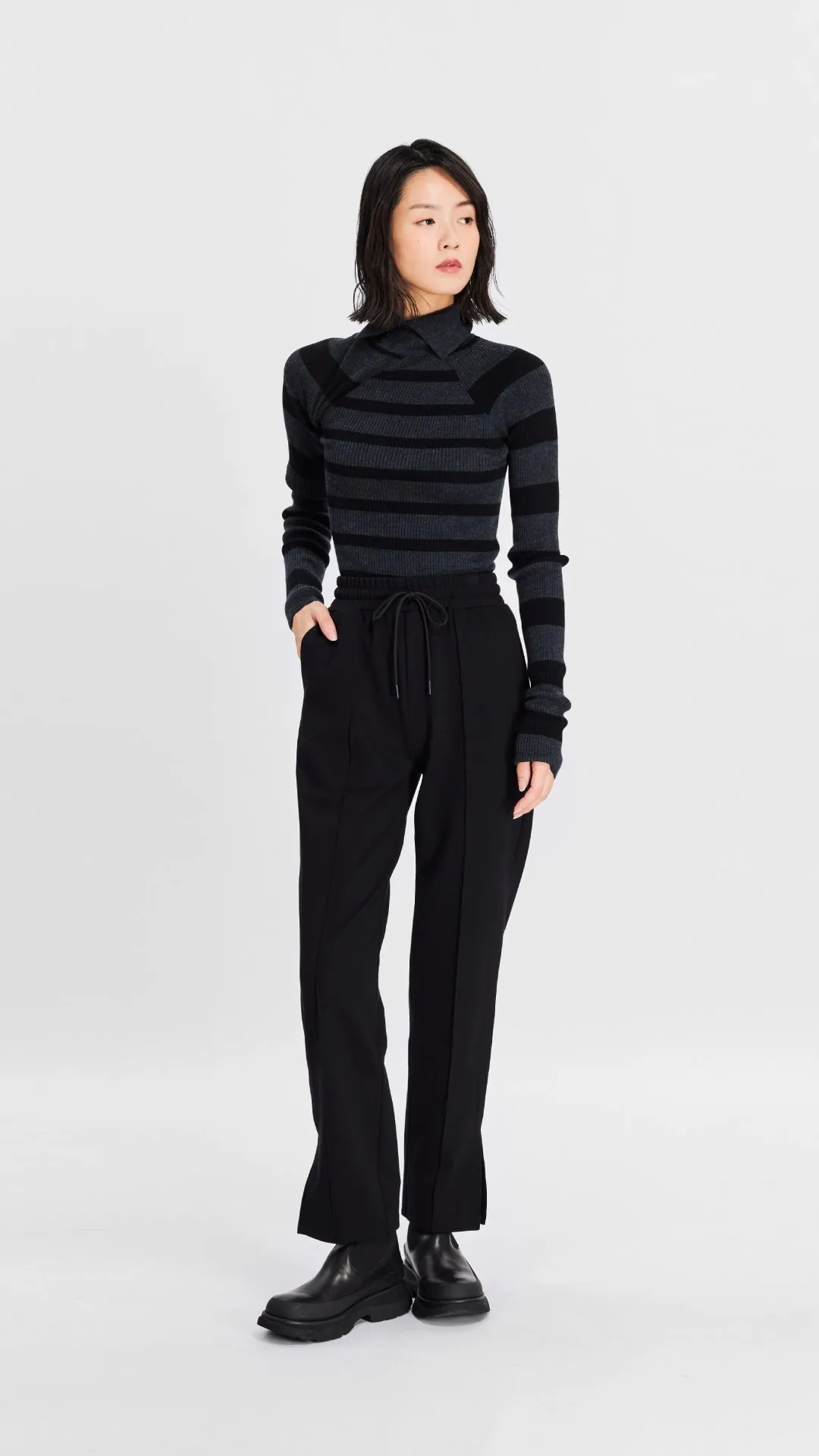 Asymmetric Striped Pullover