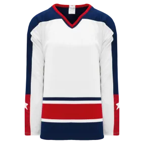 Athletic Knit (AK) H550BKA-CLM691BK Pro Series - Adult Knitted Columbus Blue Jackets White Hockey Jersey