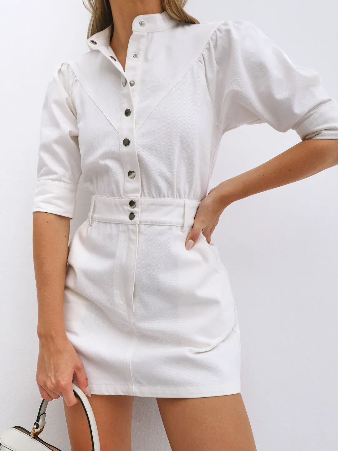 Aubrey Denim Day Dress | White