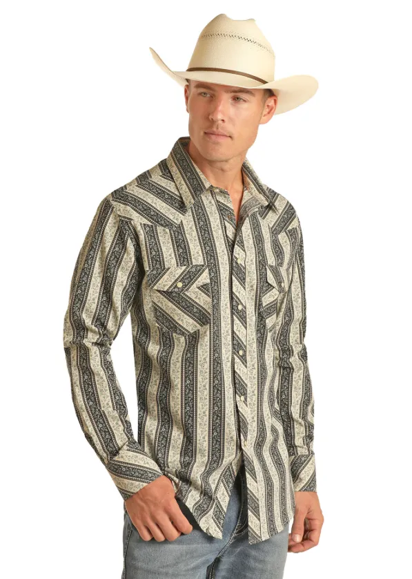 B2S3327 - Rock&Roll Denim Men's Pearl Snap Shirt