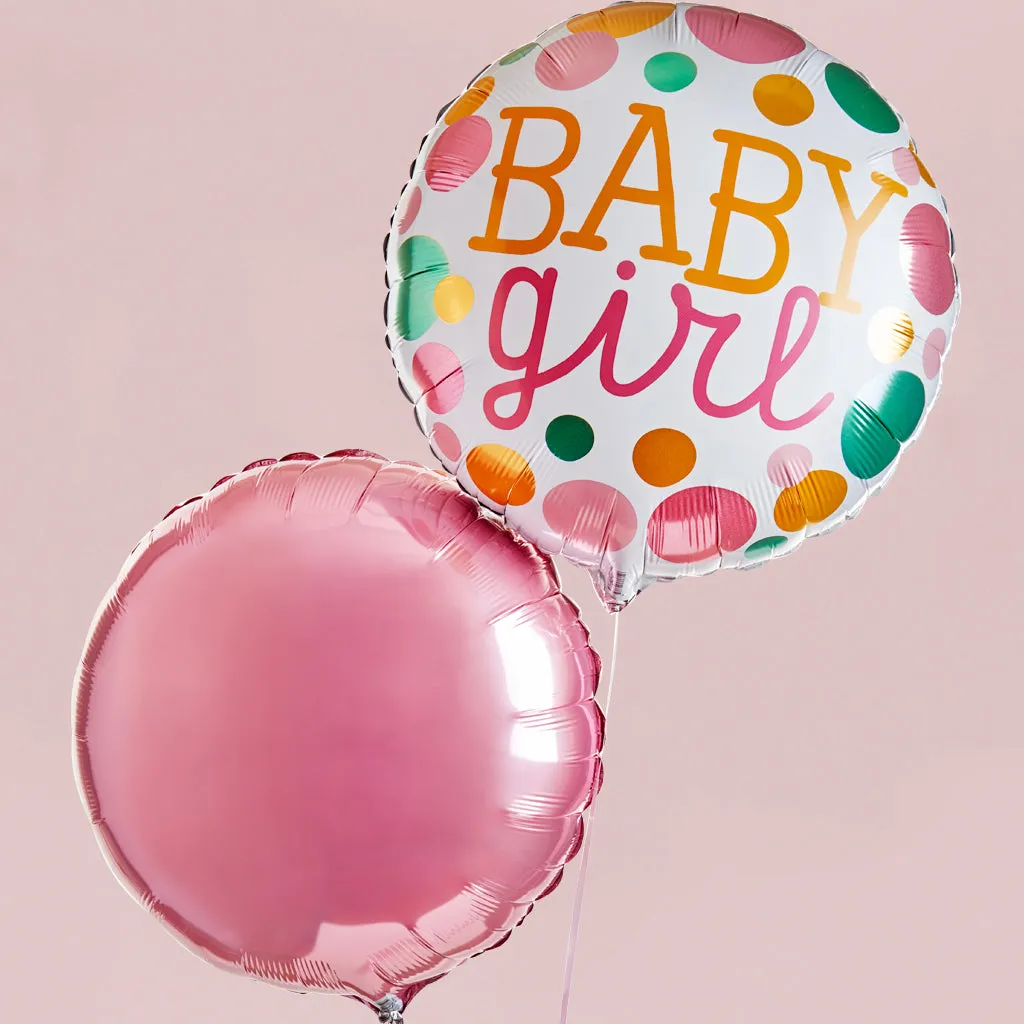 Baby Girl Balloons with Personalised Bertie Gift