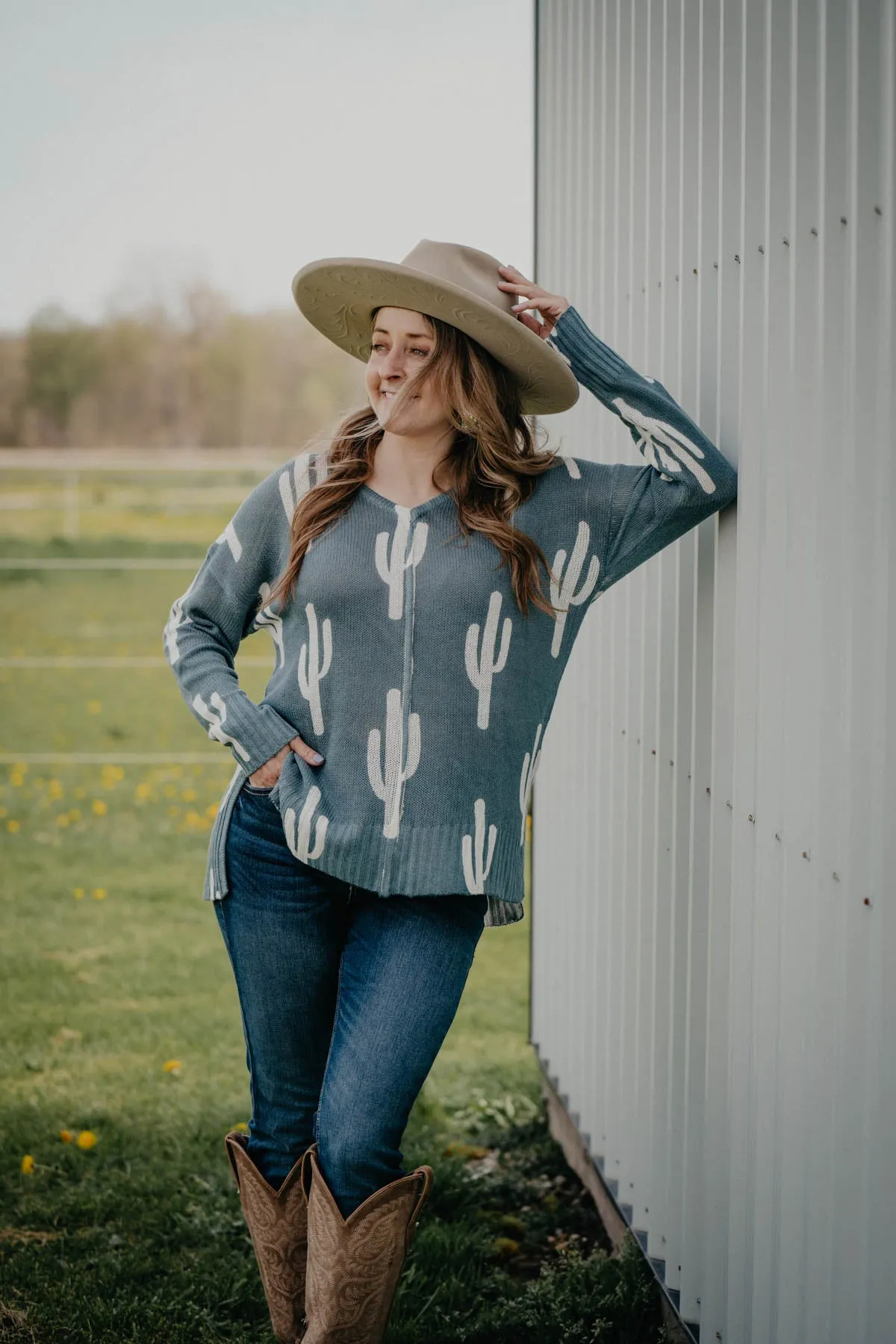 ‘Baja Cactus’ Women's Light Knit Sweater (XS-XXL)