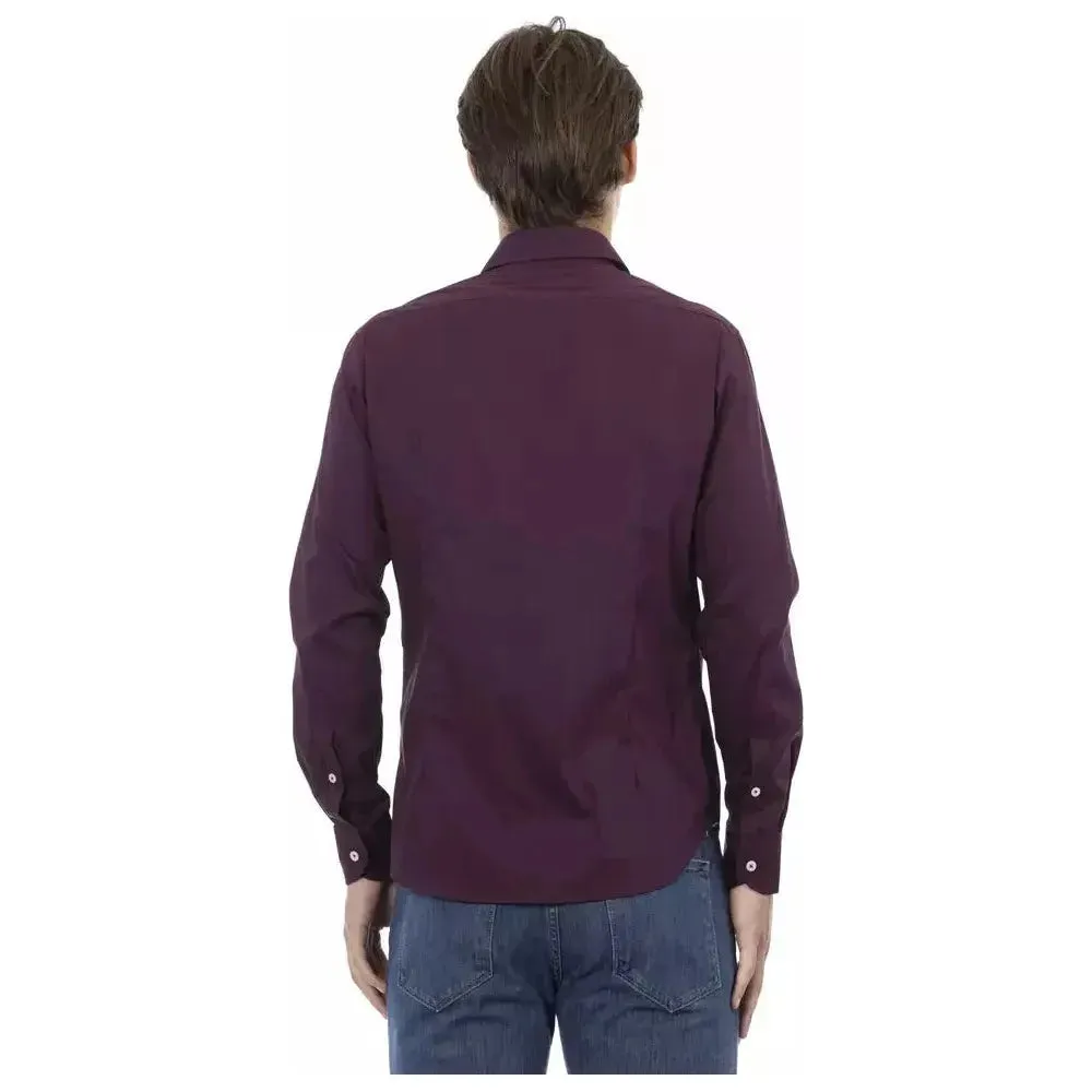 Baldinini Trend Bordeaux Cotton Men Shirt