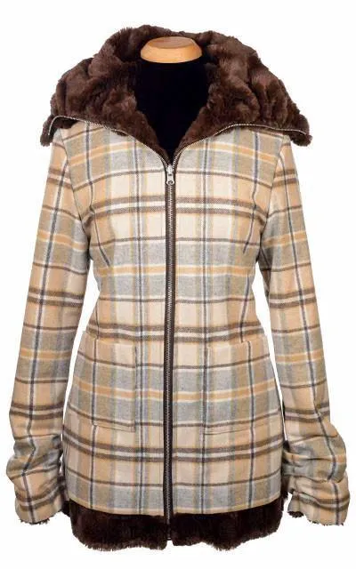 Bardot Coat, Reversible - Wool Plaid with Assorted Faux Fur (All Colors: One Small Left!)