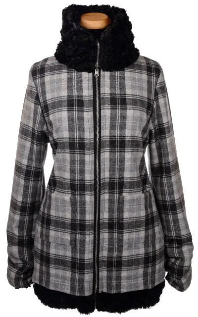 Bardot Coat, Reversible - Wool Plaid with Assorted Faux Fur (All Colors: One Small Left!)