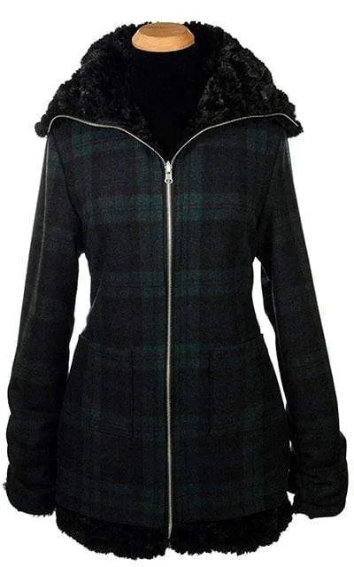 Bardot Coat, Reversible - Wool Plaid with Assorted Faux Fur (All Colors: One Small Left!)