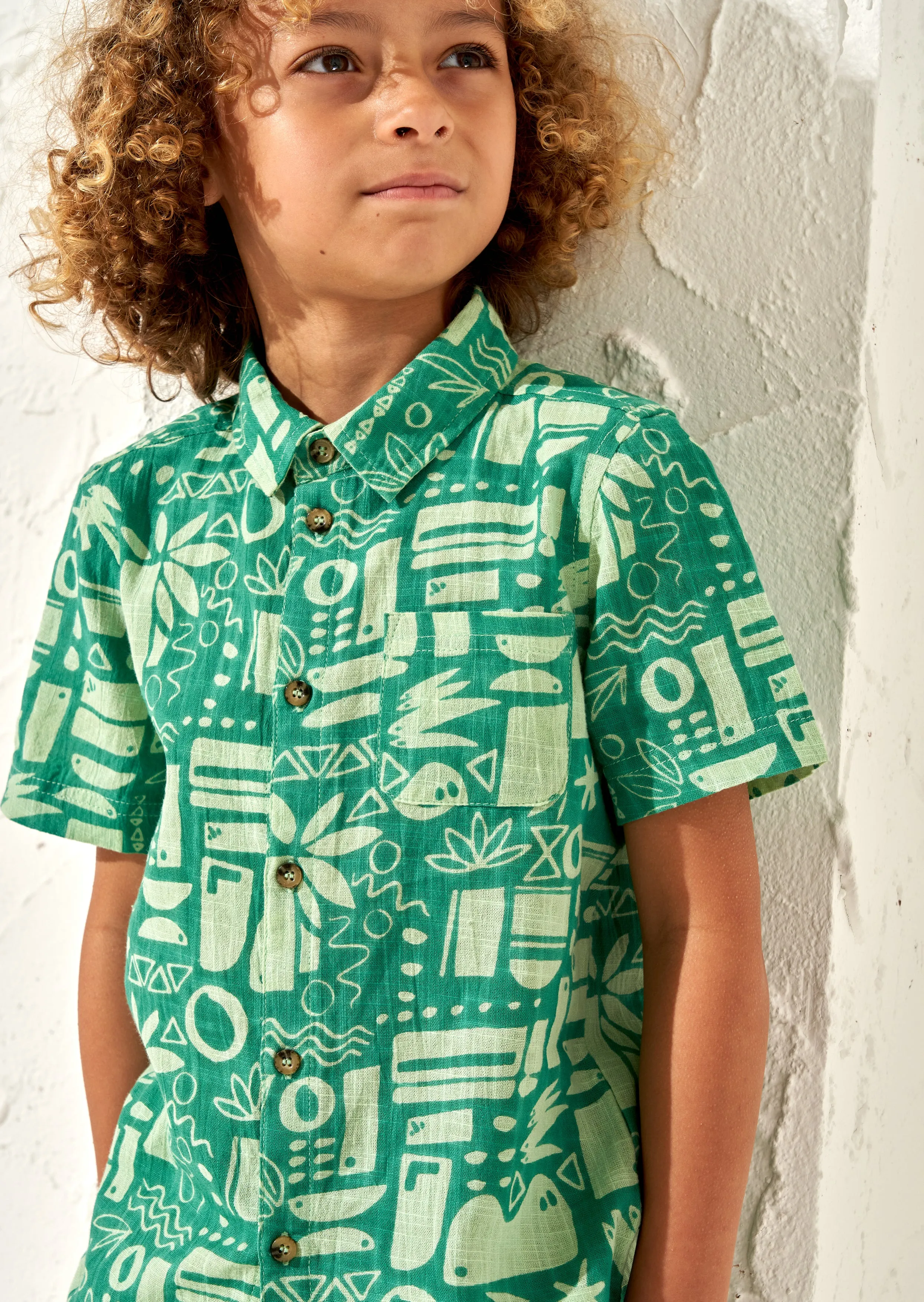 Bau Green Printed Holiday Shirt