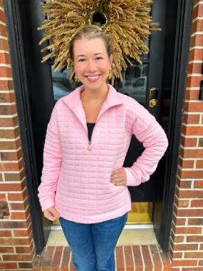 Beachtime by Lulu B Seaglass Pink Quarter Zip Sweater