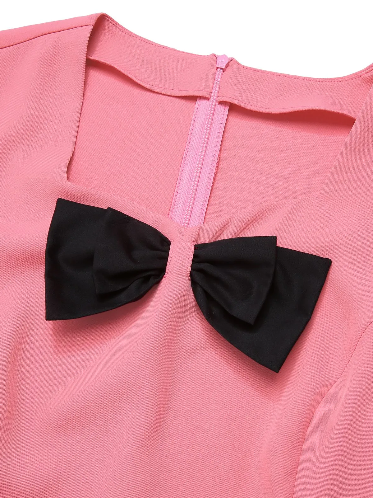 Black & Pink 1960s Bow Waist Patchwork Top