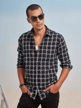 Black Checked Denim Shirt