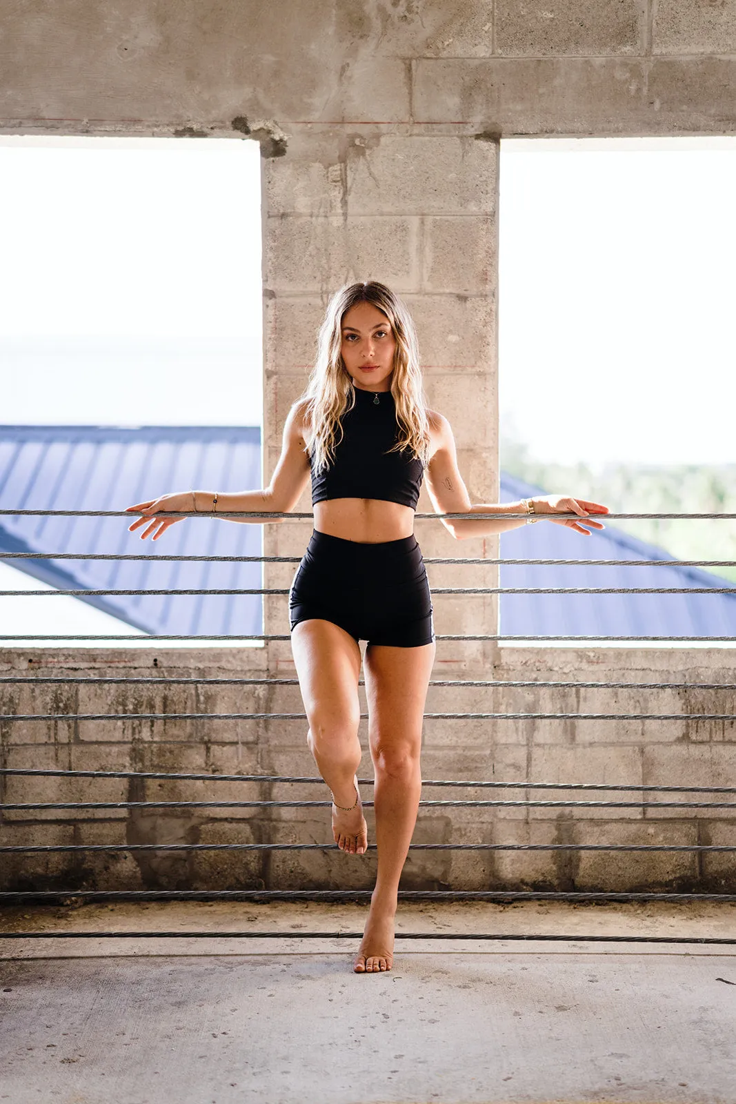 Black High Neck Crop Top