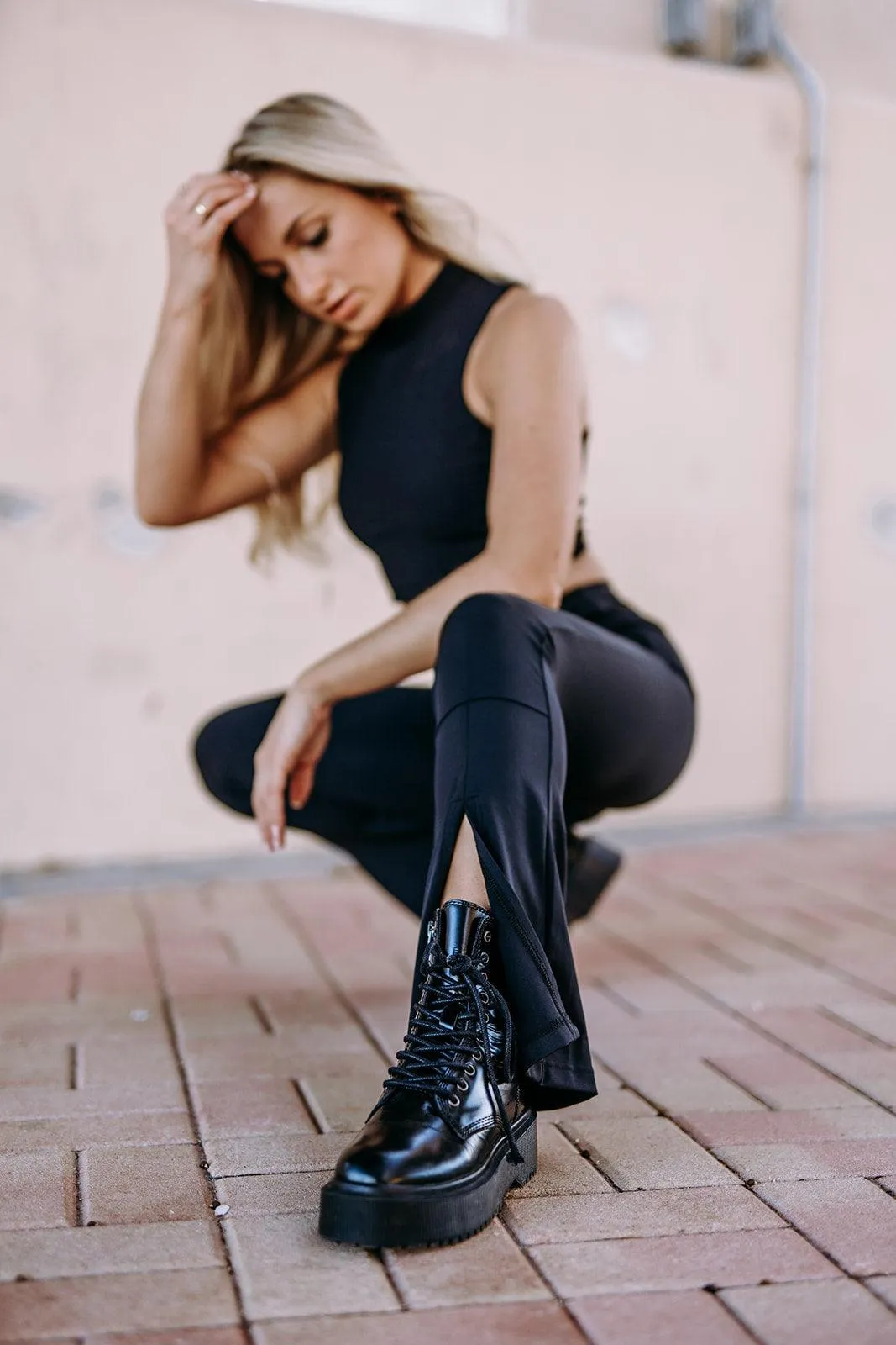 Black High Neck Crop Top