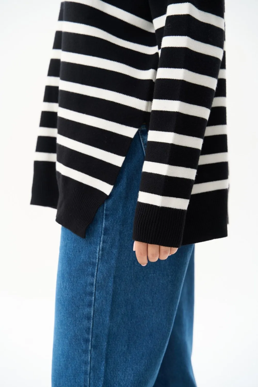 Black Striped Polo Sweater