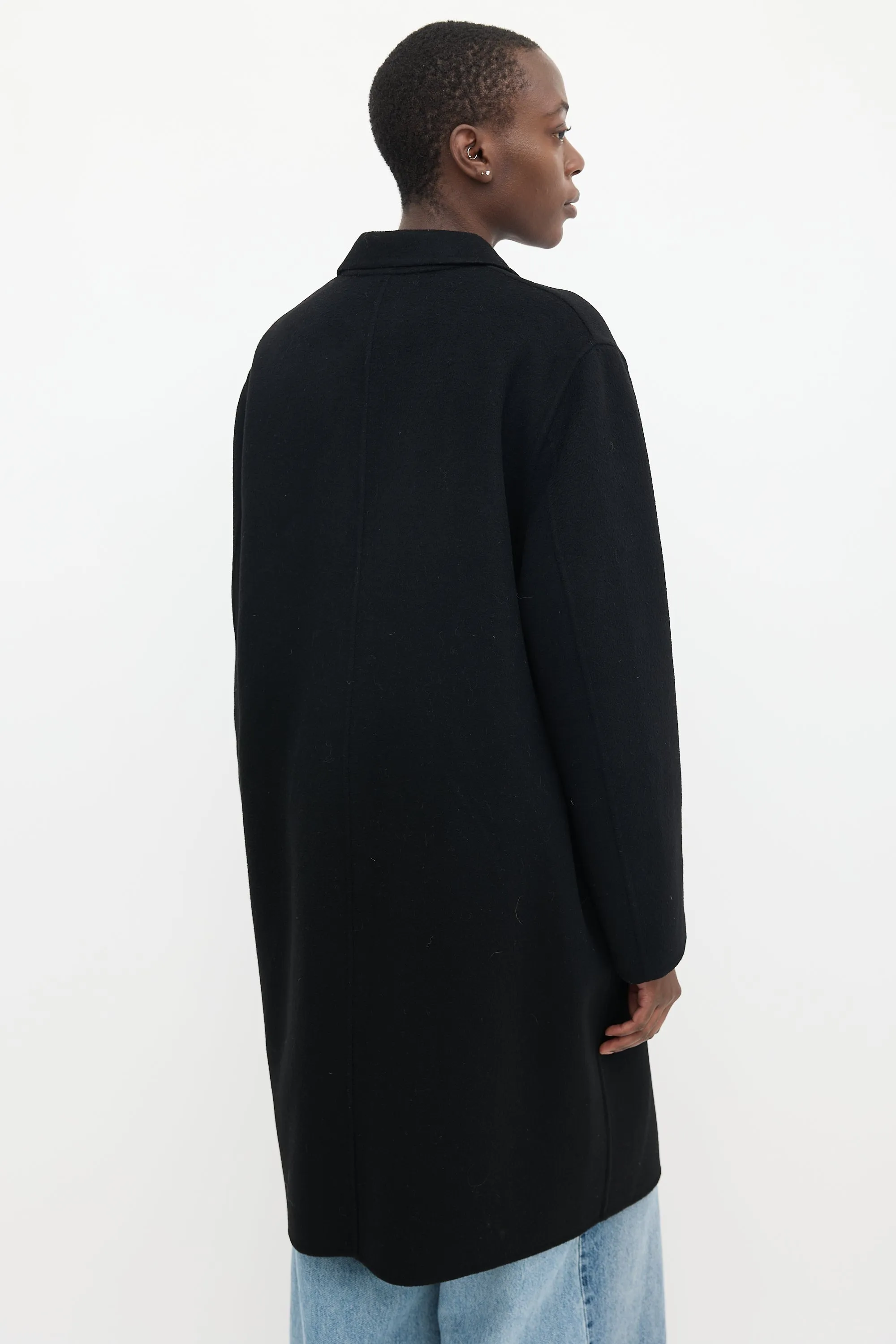 Black Wool & Cashmere Mid Length Coat