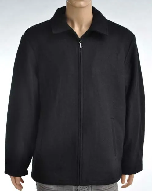 Black Wool Zip Front Jacket