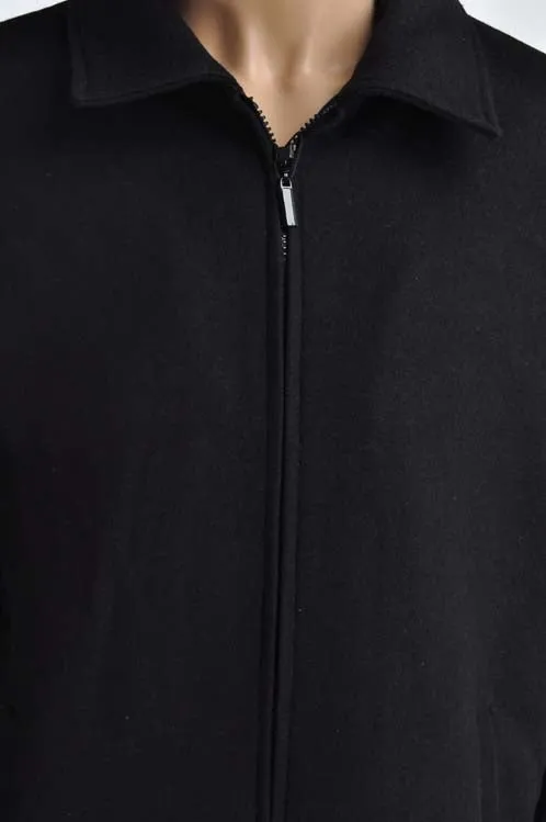 Black Wool Zip Front Jacket