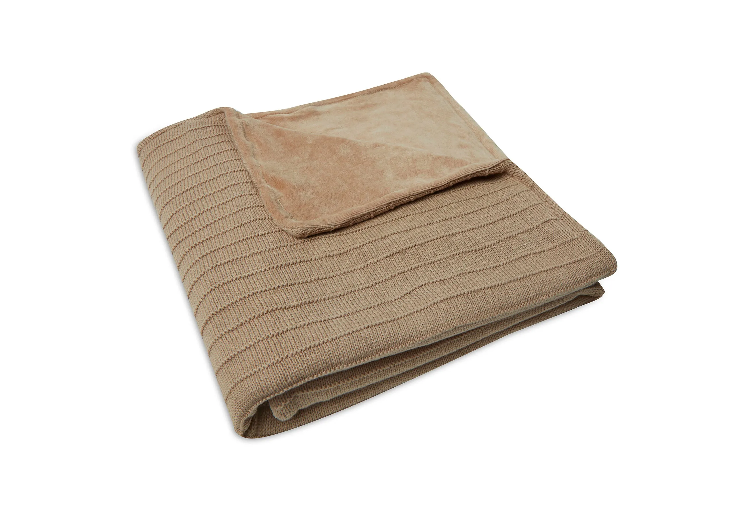 Blanket Cot 100x150cm Pure Knit - Biscuit/Velvet - GOTS