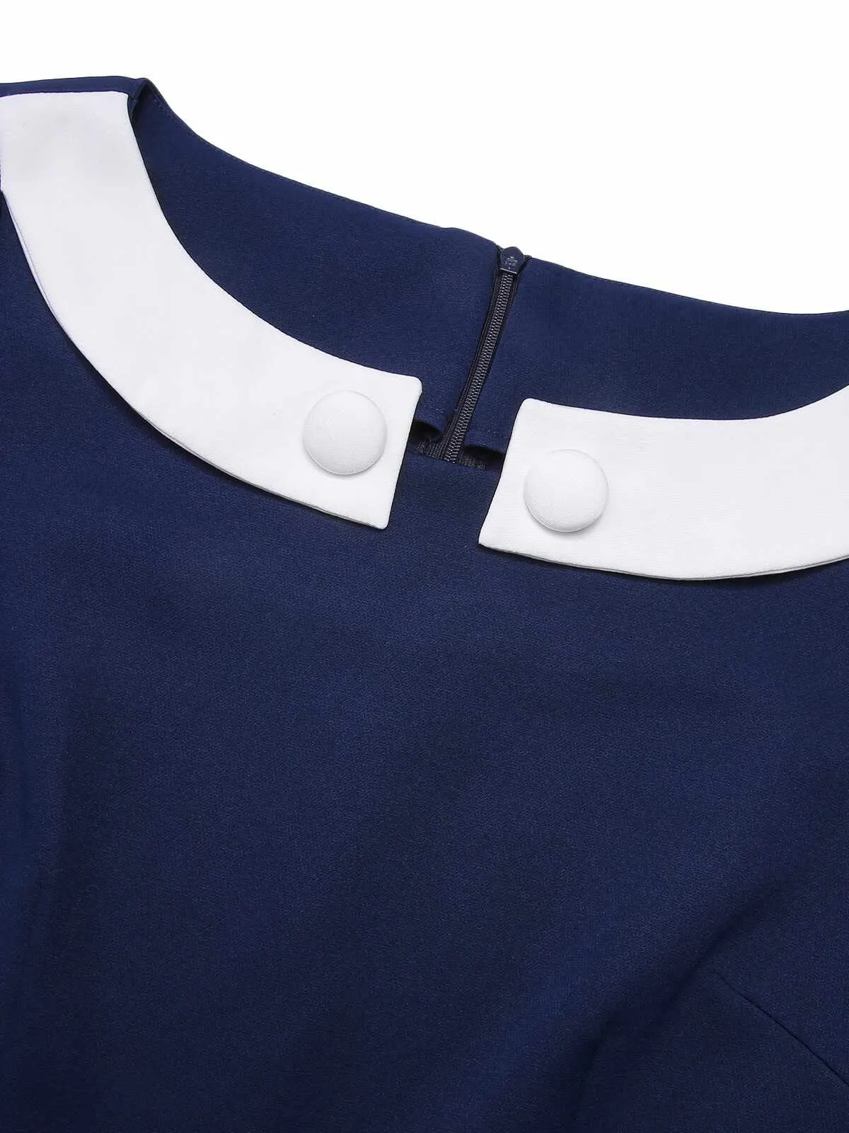 Blue 1960s Peter Pan Collar Belt Top