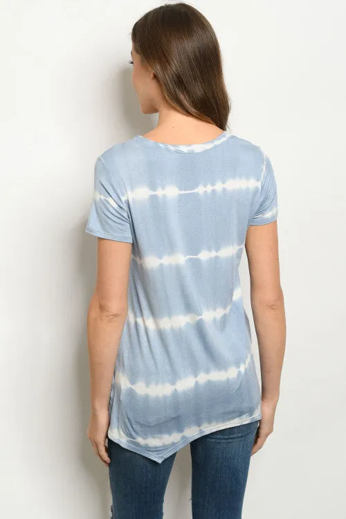 Blue and White Tie Dye Tunic Top