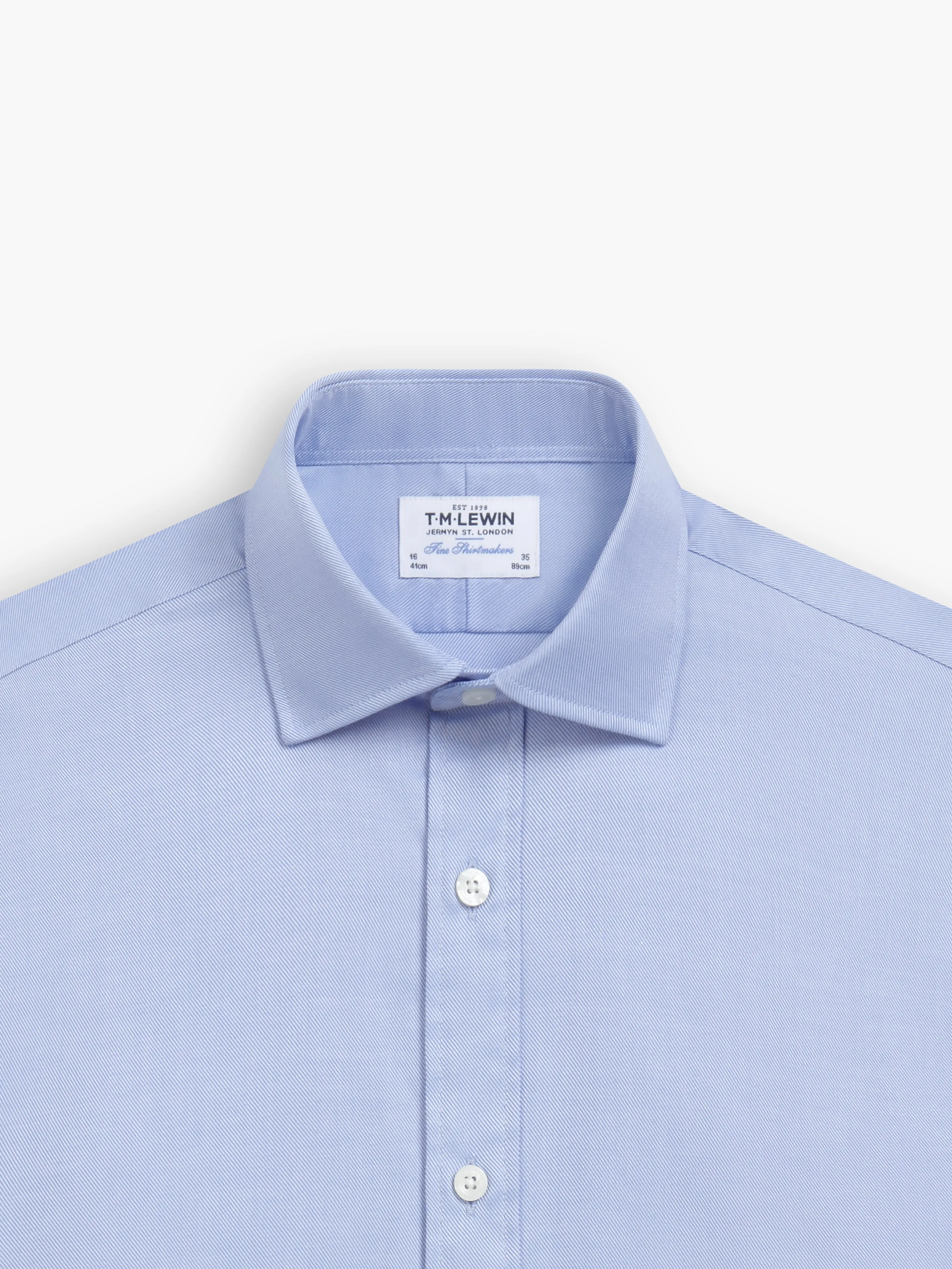 Blue Bold Twill Fitted Double Cuff Classic Collar Shirt