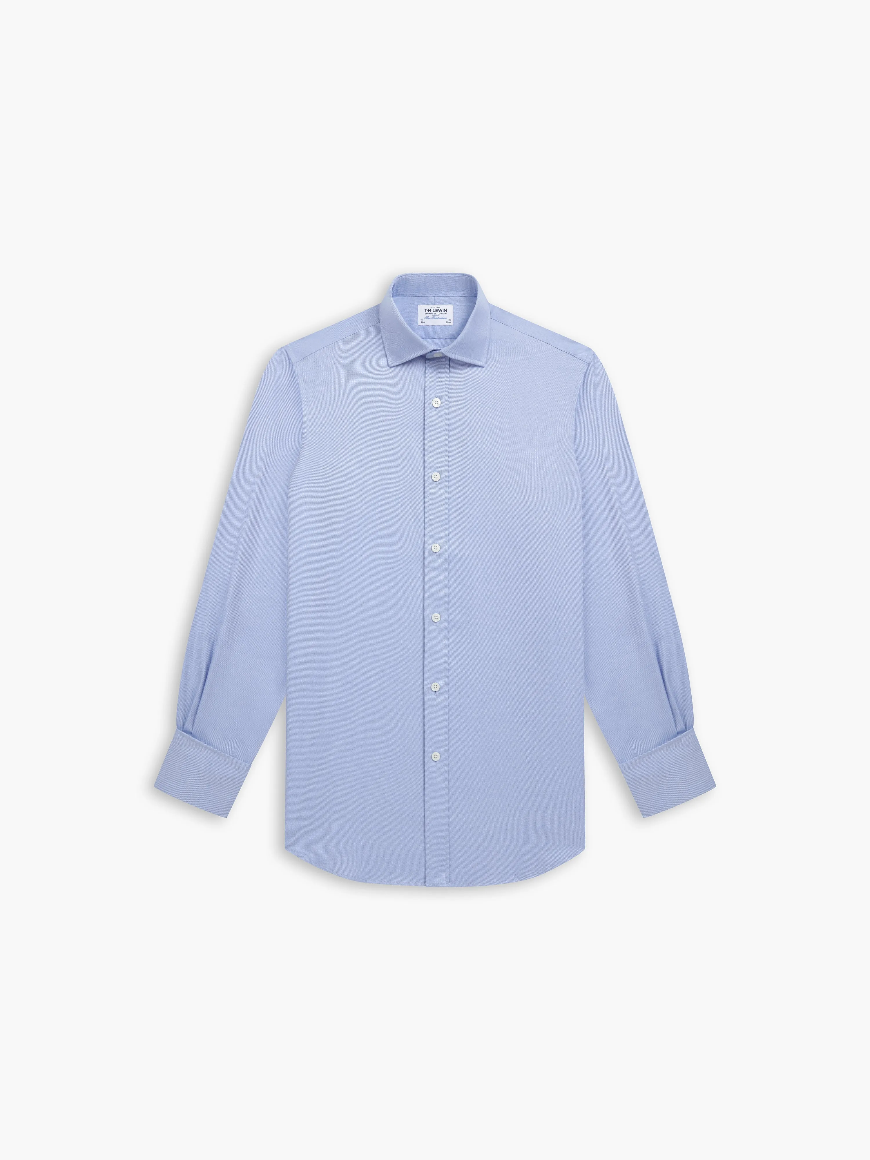 Blue Bold Twill Fitted Double Cuff Classic Collar Shirt