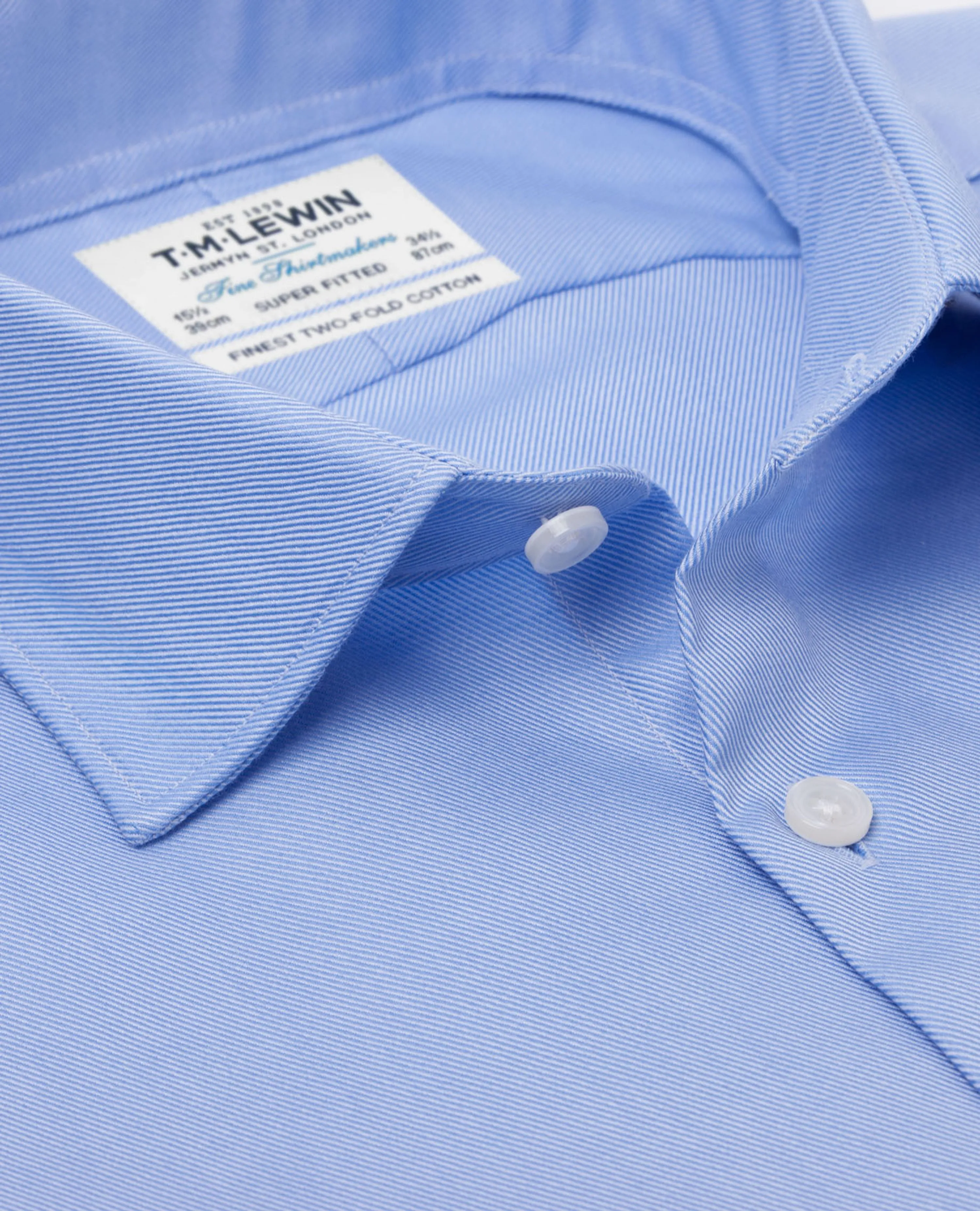 Blue Bold Twill Super Fitted Single Cuff Classic Collar Shirt