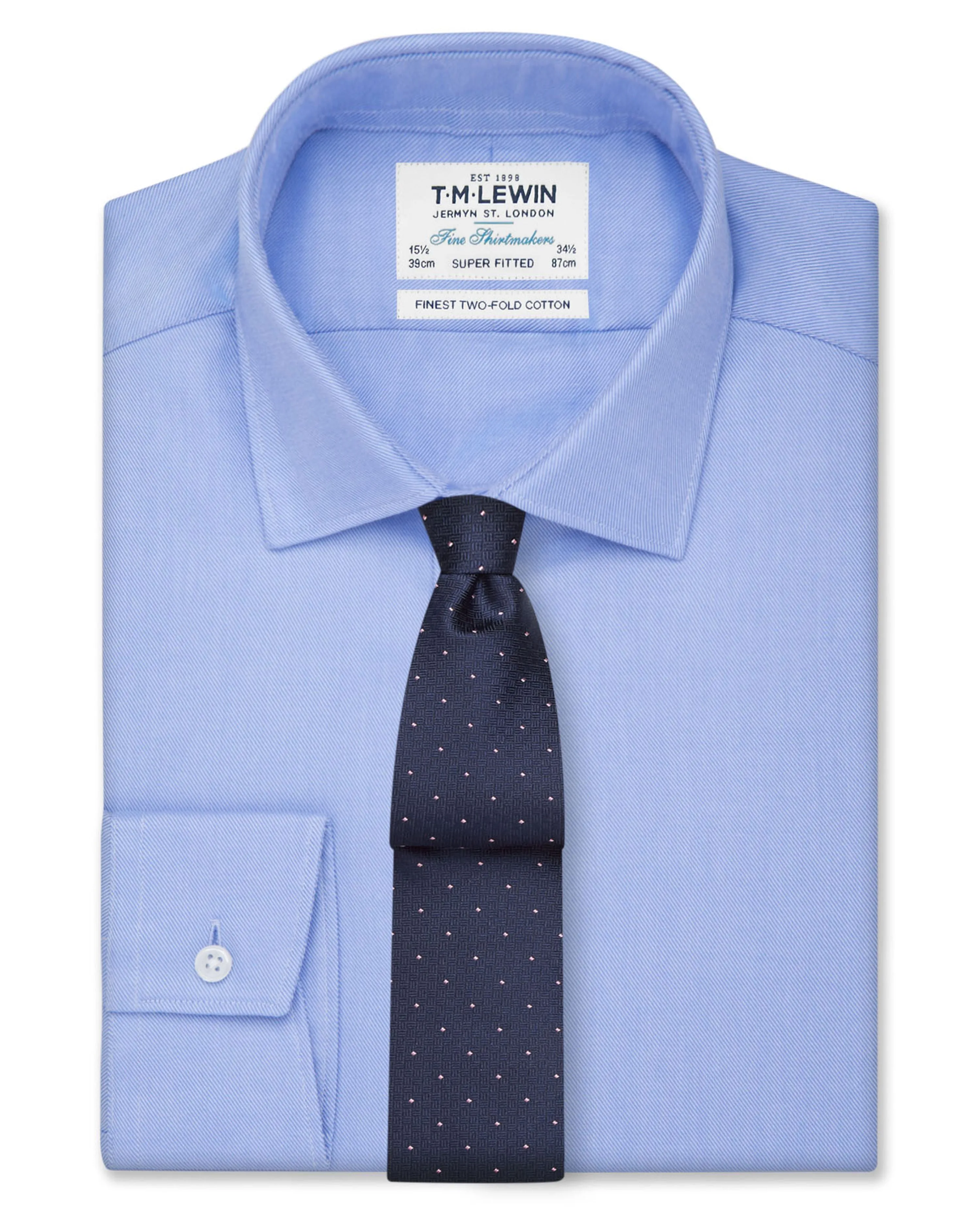 Blue Bold Twill Super Fitted Single Cuff Classic Collar Shirt