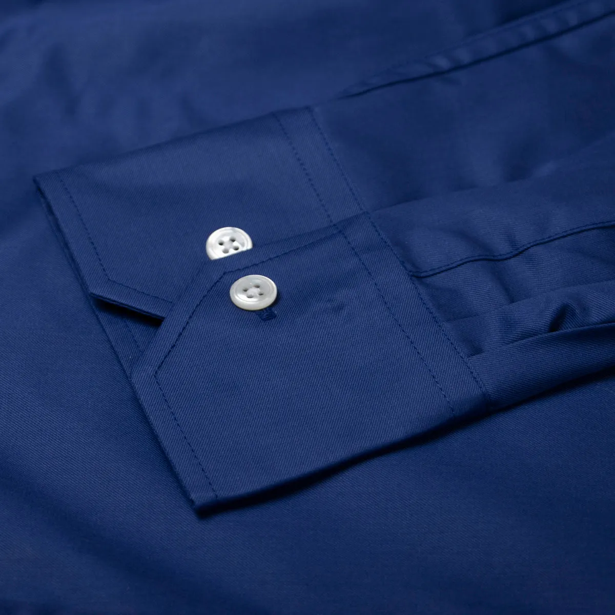 Blue Cotton Twill Long Sleeve Shirt