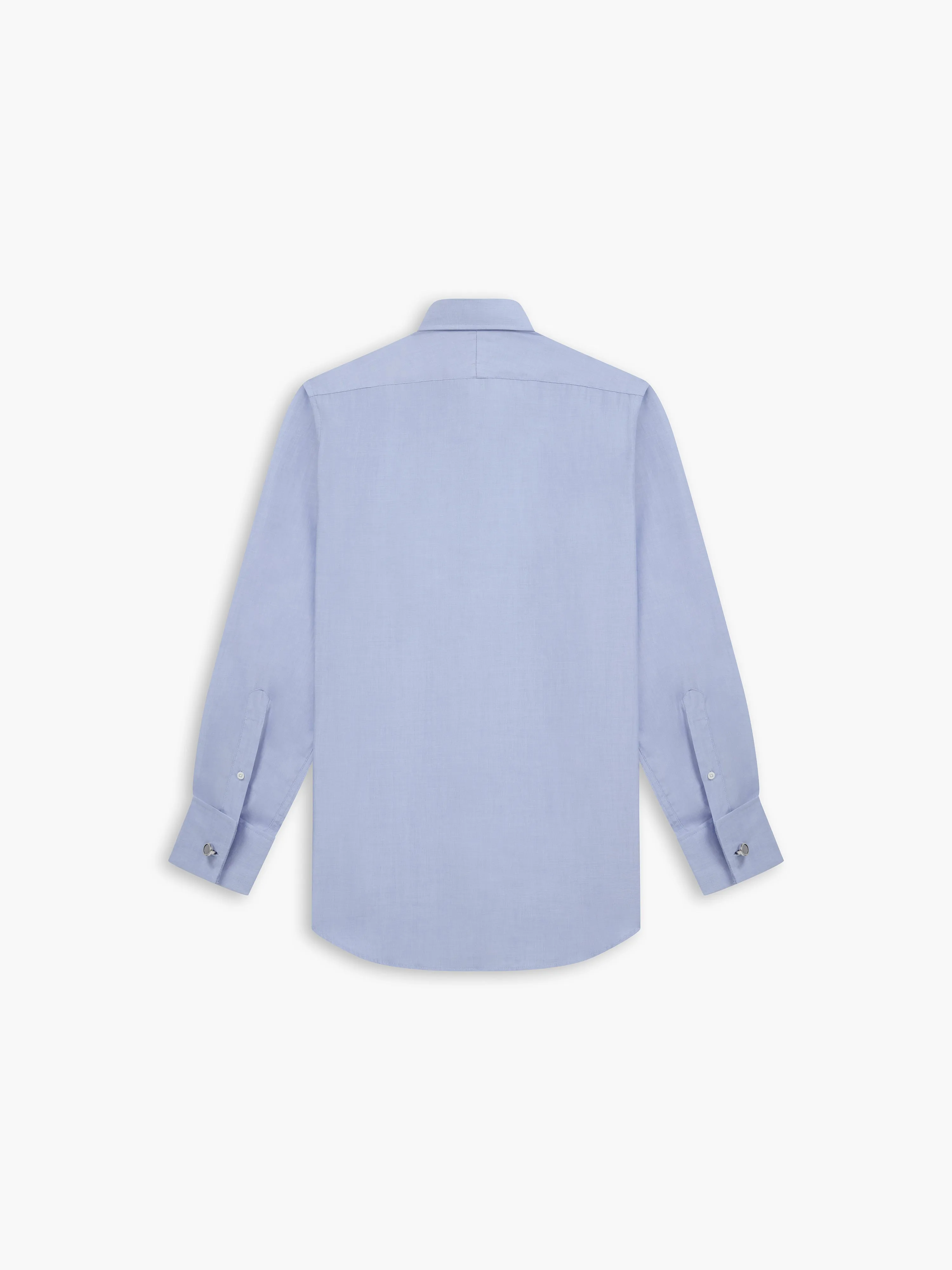 Blue End-on-End Slim Fit Double Cuff Classic Collar Shirt