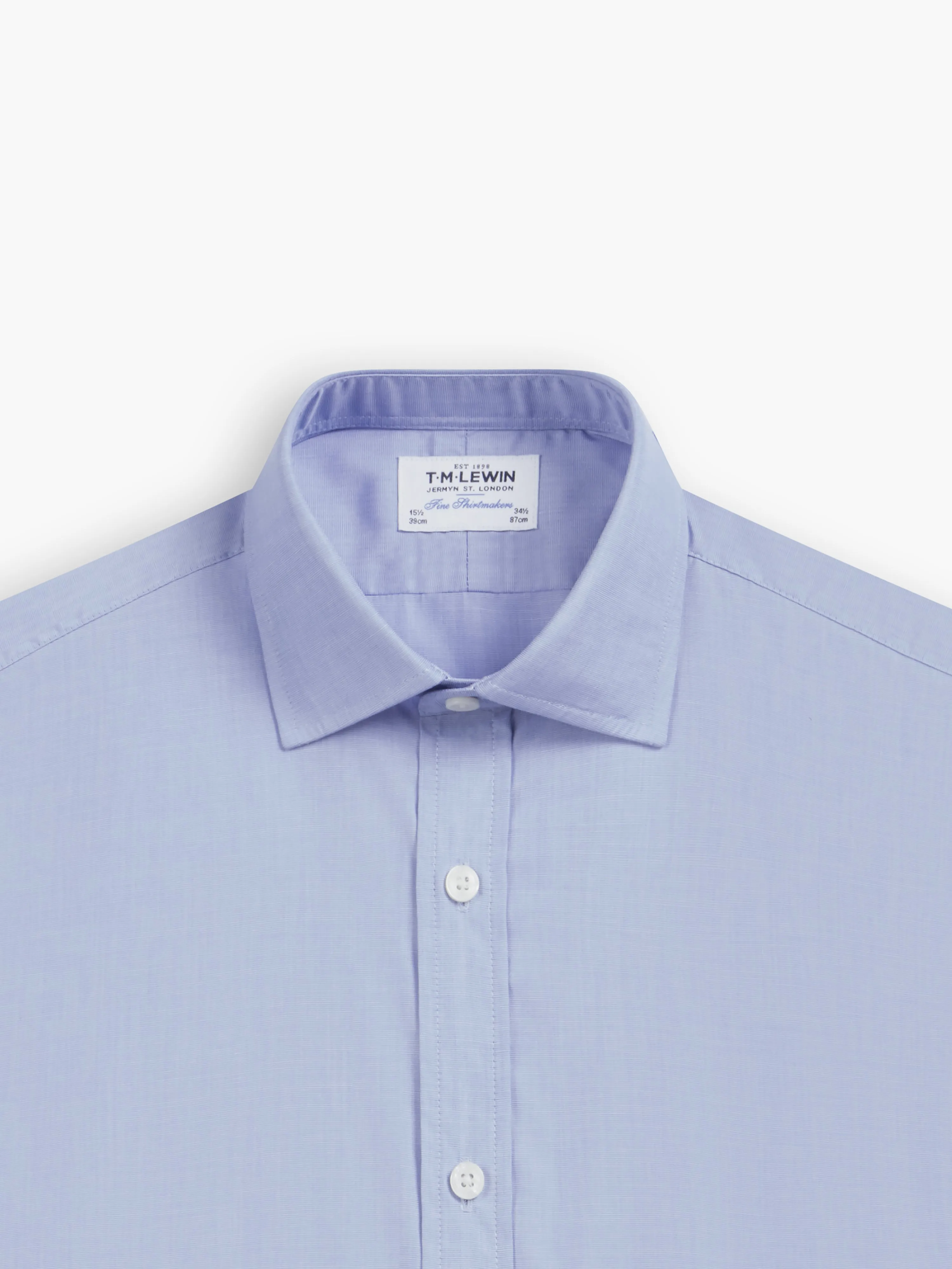 Blue End-on-End Slim Fit Single Cuff Classic Collar Shirt