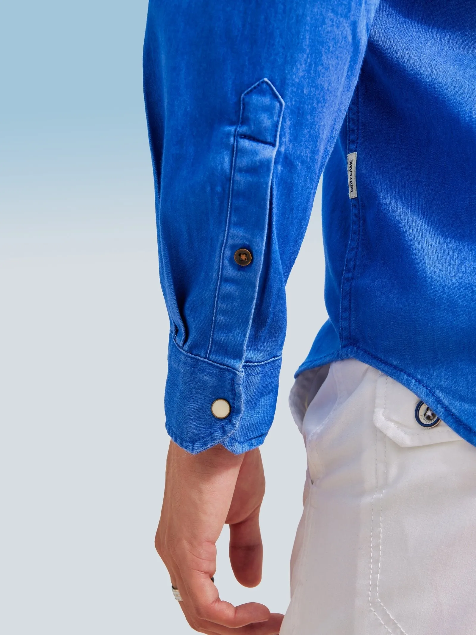 Blue Twill Stretch Denim Shirt