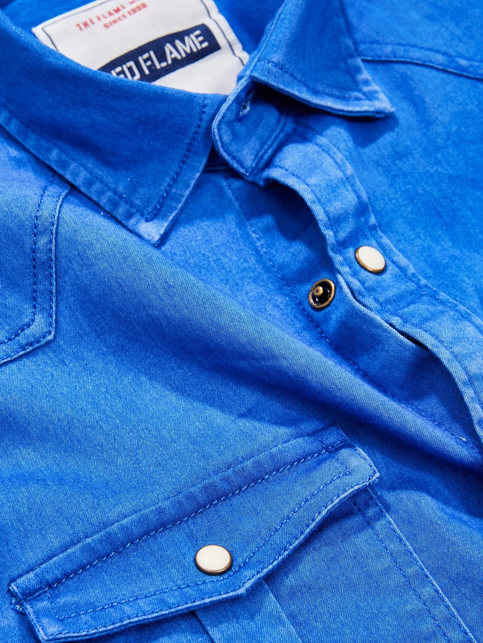 Blue Twill Stretch Denim Shirt