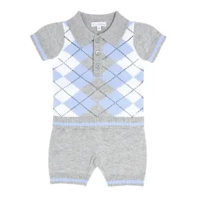 blues baby -  2 piece knitted top and short set, BB0259